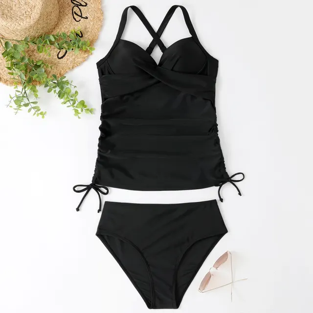 Women's Seperated Swimwear Solid Color Nylon Slim Fit Slim Looking Clothes Black - Shop at LoveMi