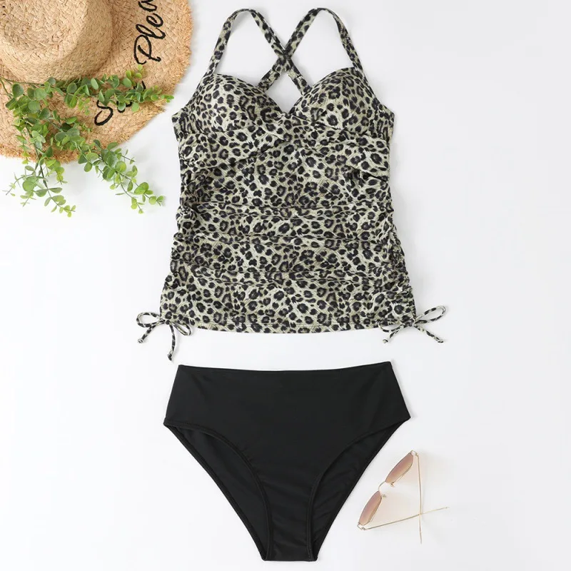 Women's Seperated Swimwear Solid Color Nylon Slim Fit Slim Looking Clothes - Leopard Print - View 1