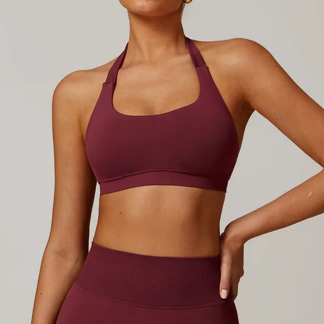 Naked Women Quick drying Sports Elasticity Halterneck Vest Cherry Red - Shop at LoveMi
