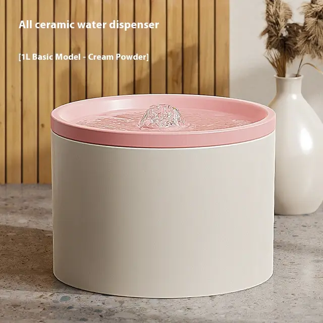 Cat Automatic Water Dispenser Flow Mute Circulating Filter Ceramic Water Feeder Pet Supplies Water Dispenser Pink - Shop at LoveMi