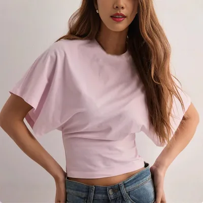 Summer Batwing Sleeve T shirt Ins Fashion Round Neck Pullover Short sleeved Tops For Women Clothing A3 S - Shop at LoveMi