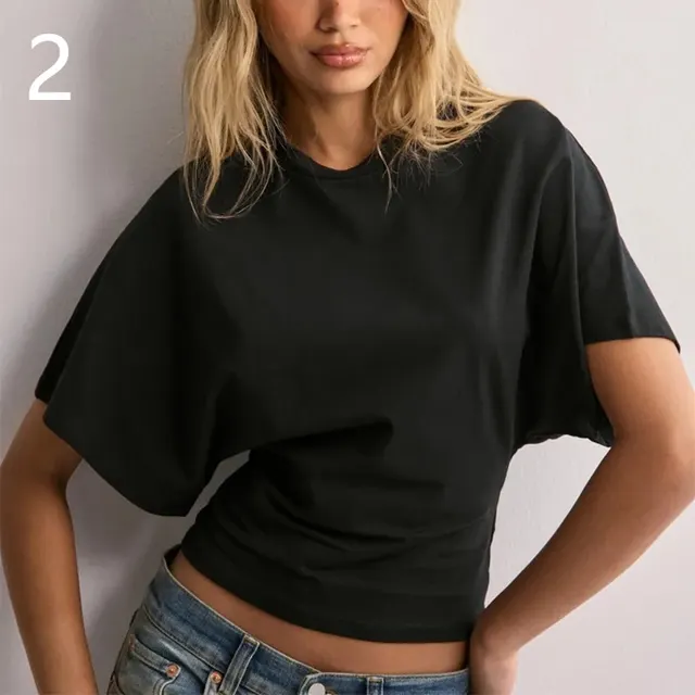 Summer Batwing Sleeve T shirt Ins Fashion Round Neck Pullover Short sleeved Tops For Women Clothing A4X2 - Shop at LoveMi