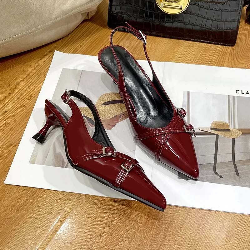 Women's Fashionable And Elegant Shoes With Buckle Wine - Shop at LoveMi