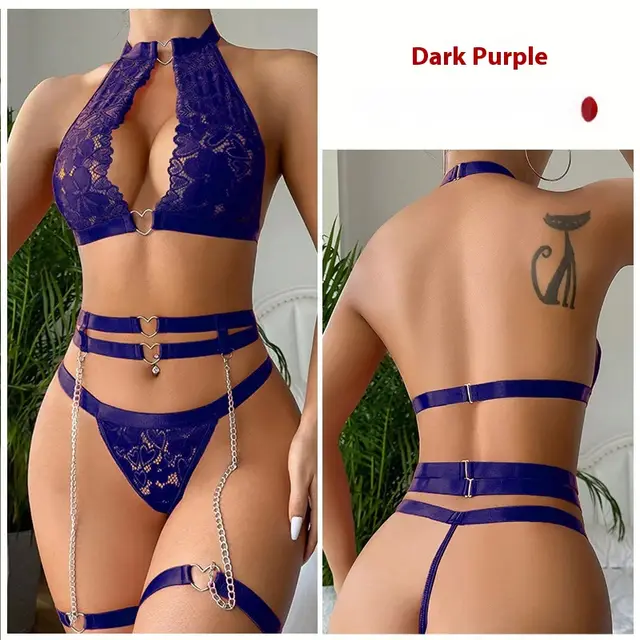 New Love Chain Sling Panties Set Dark Purple - Shop at LoveMi