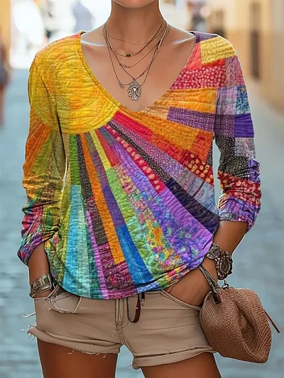 Fashion Sun Pattern Colorful Women's Top Cd45610 - Shop at LoveMi