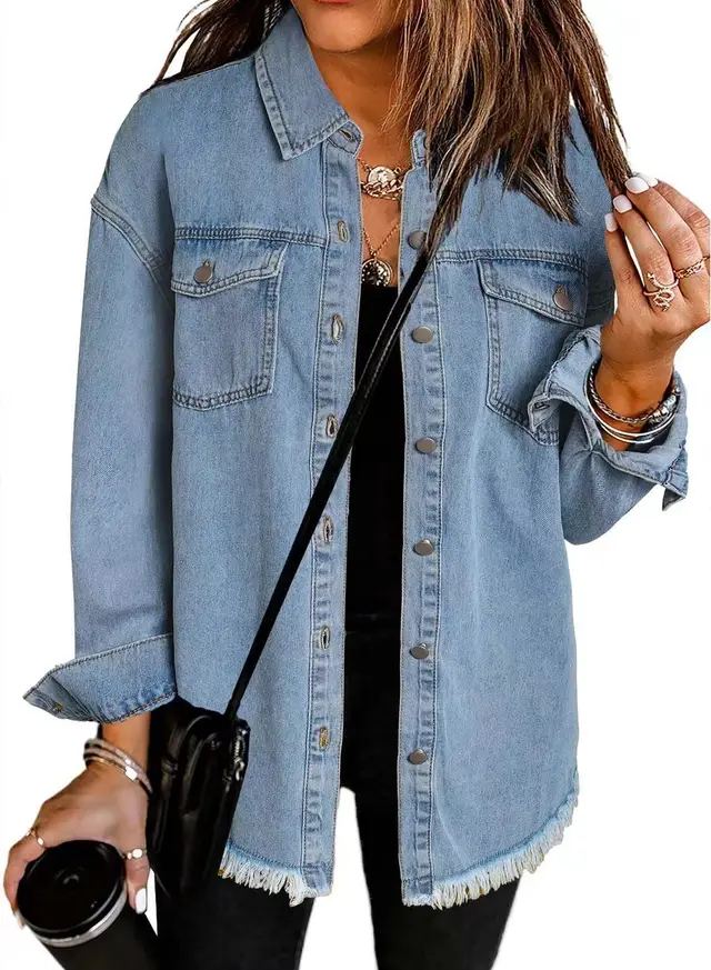 Washed Denim Shirt Jacket Women's European And American Denim Blue - Shop at LoveMi