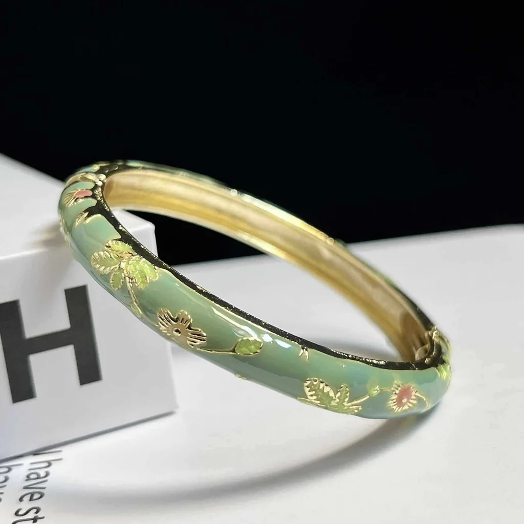 Museum Enamel Fine Floral Bracelet - Grey And Blue