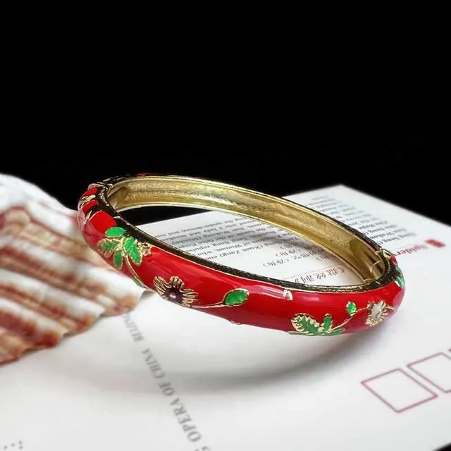 Museum Enamel Fine Floral Bracelet Red - Shop at LoveMi