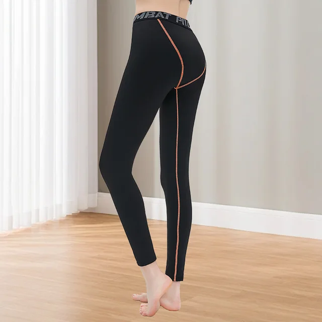 Close fitting Yoga Pants Women's Sports Fitness Tights Black Orange Line - Shop at LoveMi