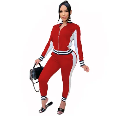 Women's Sportswear Two piece Running Suit Jacket Red - Shop at LoveMi