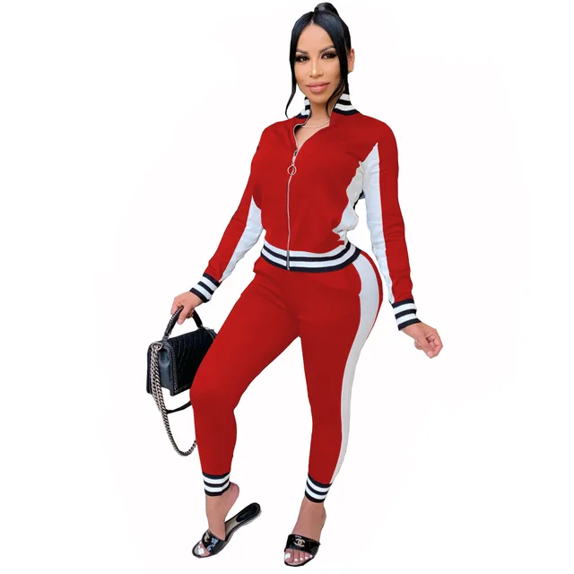 Women's Sportswear Two piece Running Suit Jacket Red - Shop at LoveMi