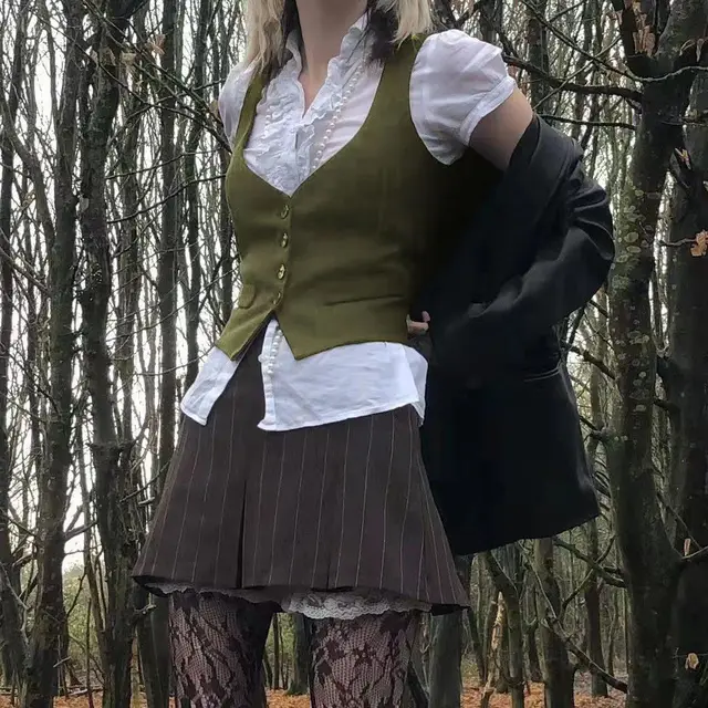 Women's Fashion Personalized Solid Color Vest Army Green - Shop at LoveMi