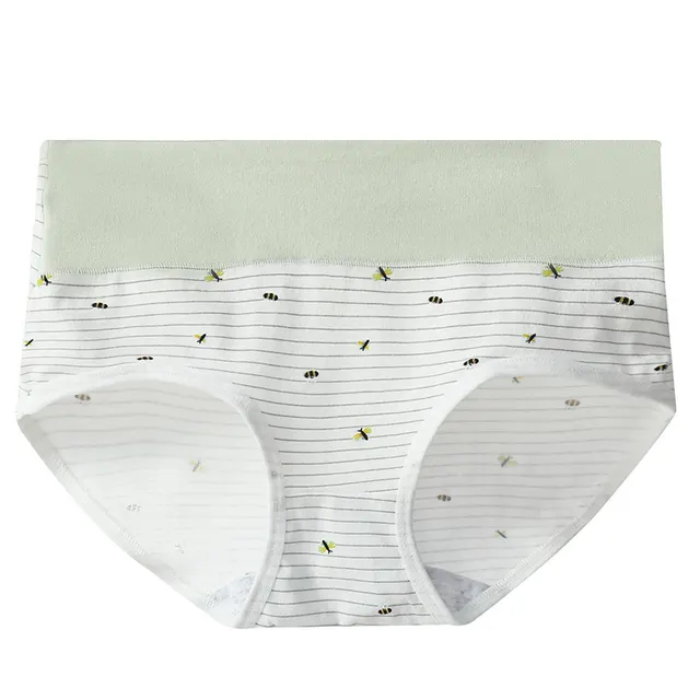 High Waist Belly Contracting Large Size Printed Cotton Hip Lifting Ladies Seamless Briefs 1638 Stripes - Shop at LoveMi