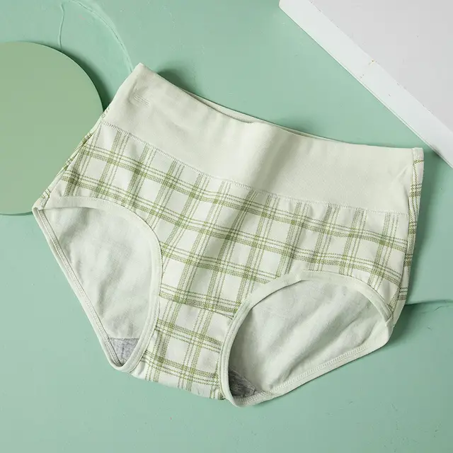 High Waist Belly Contracting Large Size Printed Cotton Hip Lifting Ladies Seamless Briefs 6116 Squares - Shop at LoveMi