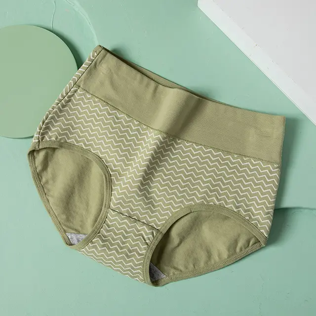 High Waist Belly Contracting Large Size Printed Cotton Hip Lifting Ladies Seamless Briefs 6116 Wave Pattern - Shop at LoveMi