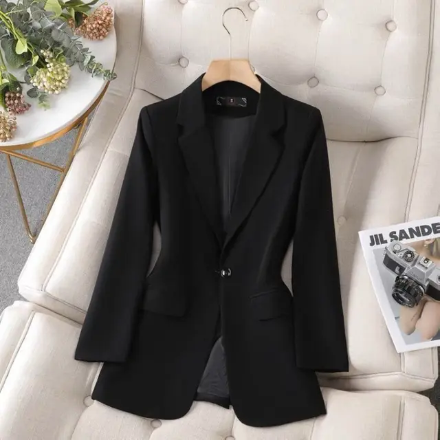 Spring And Autumn All match Solid Color Suit Black - Shop at LoveMi