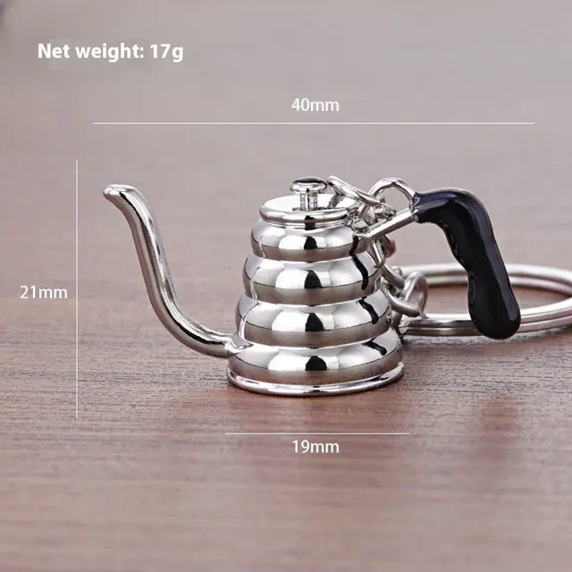 3D Coffee Keychain Metal Car Key Pendant Cloud Pot Silver - Shop at LoveMi
