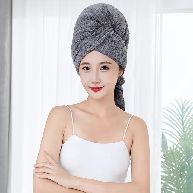 Coral Fleece Quick drying Water absorbing And Hair Drying Towel Gray - Shop at LoveMi