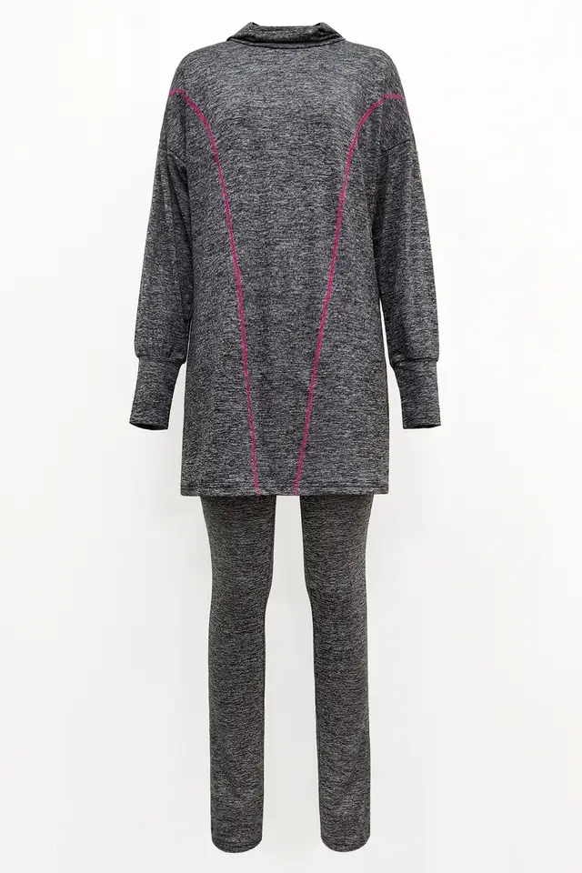 Two piece Home Yoga Two piece Hooded Top Sportswear Dark Gray - Shop at LoveMi