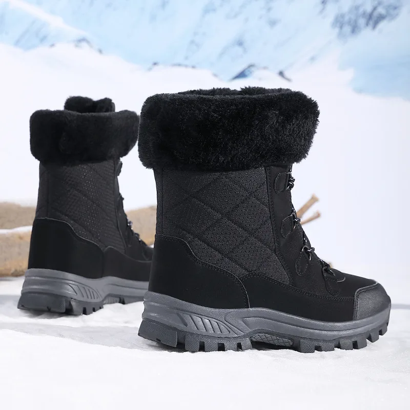 Women's New Winter Fleece lined Thickened Non slip Snow Boots Black - Shop at LoveMi