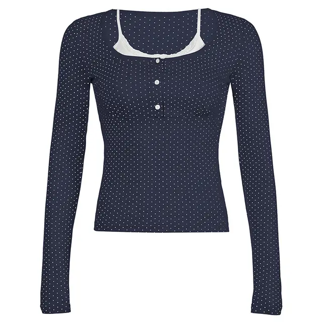 Women's Versatile Slimming Long Sleeves Knitted Top Blue - Shop at LoveMi