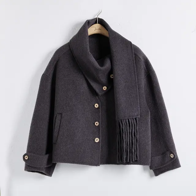 Autumn And Winter New Gentle Elegant Woolen Coat Dark Gray - Shop at LoveMi