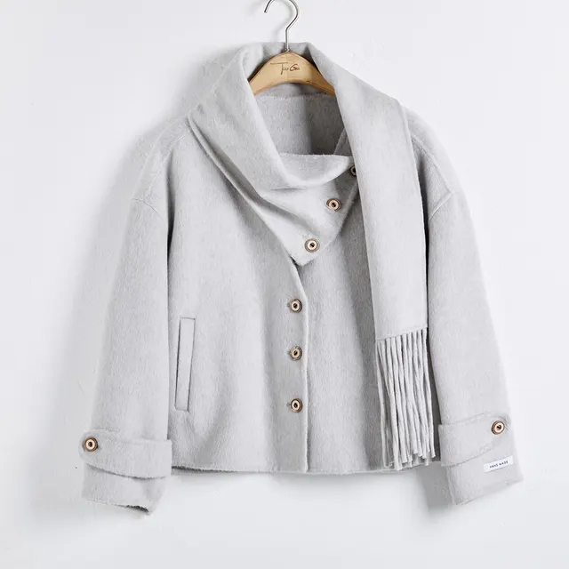 Autumn And Winter New Gentle Elegant Woolen Coat Light Gray - Shop at LoveMi