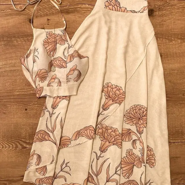 Halterneck With Suspenders Tied Top A Line Dress Suit - Shop at LoveMi