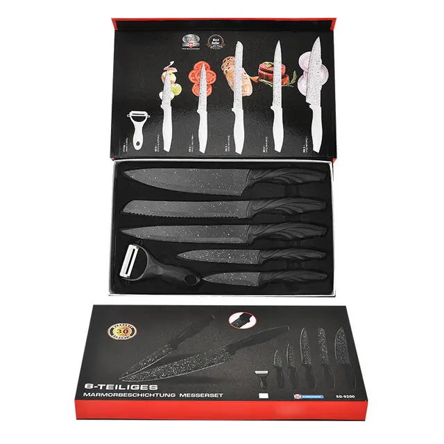 Stainless Steel Knife Medical Stone Spray Point Phoenix Tail Handle Six piece Gift Box 12 Thickness 6Pcs Bset - Shop at LoveMi