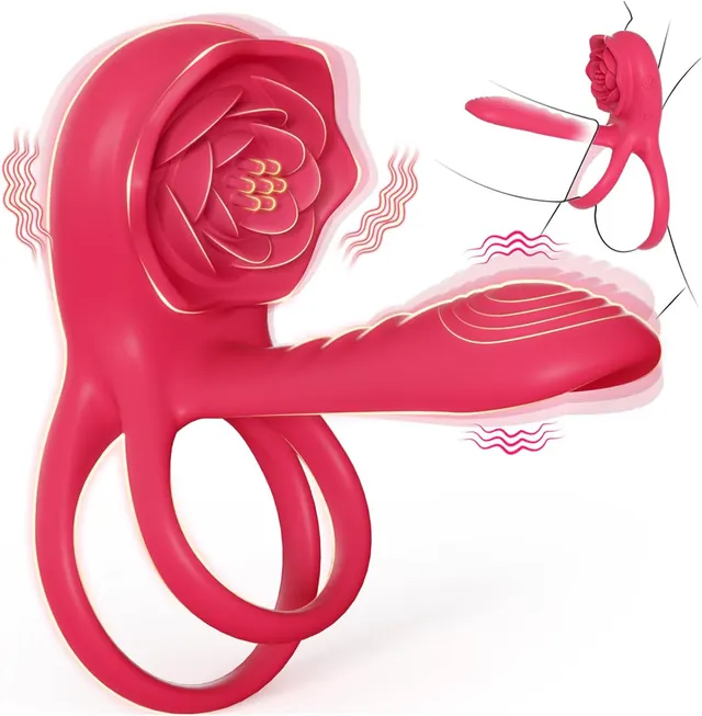 Rose Horseshoe Ring Double Motor Couple Resonance Supplies Red With Remote Control - Shop at LoveMi