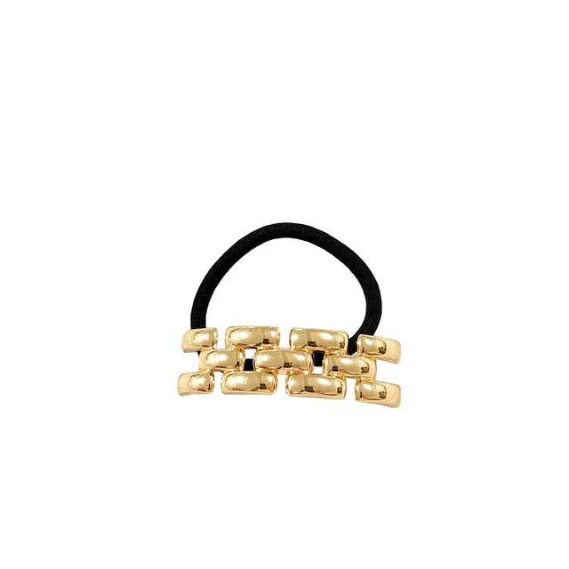 Geometric Metal Concave convex Elastic Temperament Hair Ring Hair Rope Gold Strap - Shop at LoveMi