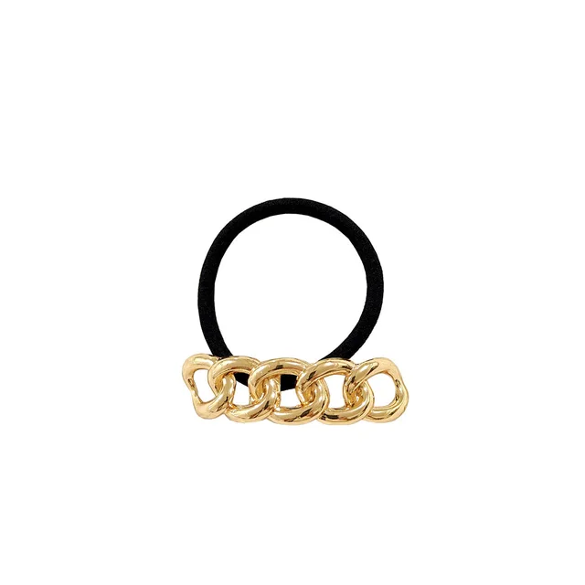 Geometric Metal Concave convex Elastic Temperament Hair Ring Hair Rope Golden Chain - Shop at LoveMi