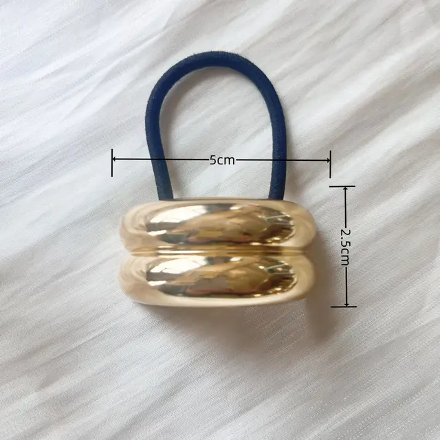 Geometric Metal Concave convex Elastic Temperament Hair Ring Hair Rope Golden Parallel Bars Glossy - Shop at LoveMi