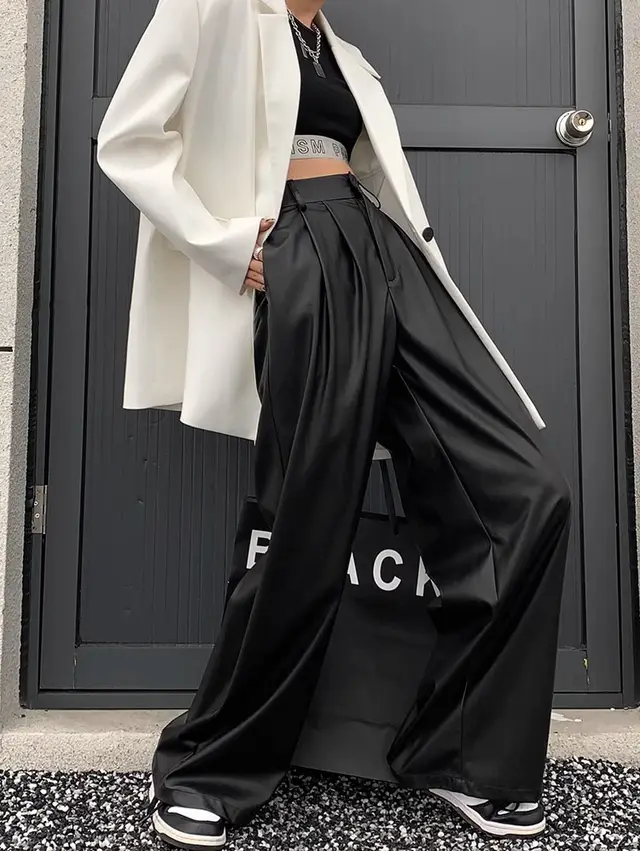 Autumn And Winter Women's European And American Straight leg Trousers Black - Shop at LoveMi