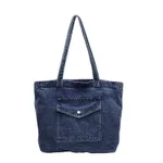 Denim Shoulder Bag Large Capacity Shopping Bag Tote Bag - Blue