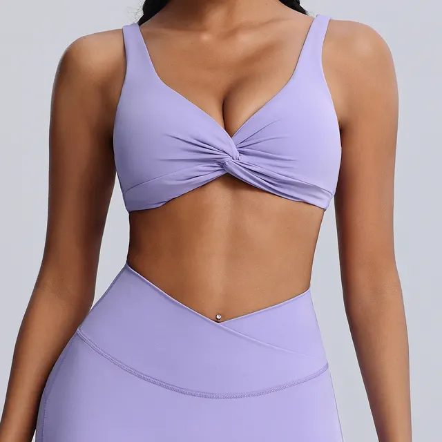 Nude Feel Tight Sportswear Two piece Suit Bra Lavender - Shop at LoveMi