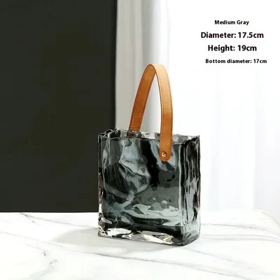 Good looking Light Luxury Handbags High grade Glass Vase Medium Smoky Gray - Shop at LoveMi