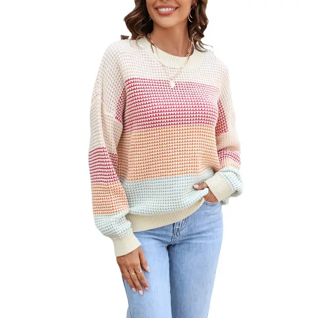 Women's Fashion Casual Sweater Loose Top Apricot - Shop at LoveMi