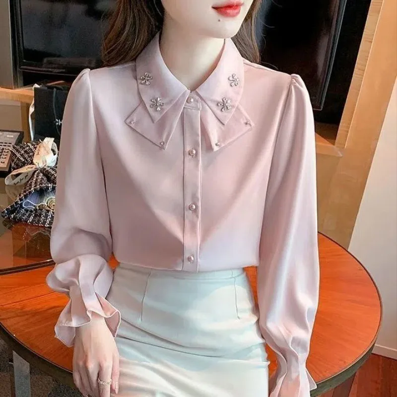 Fashion Personalized Chiffon Shirt For Women - Pink