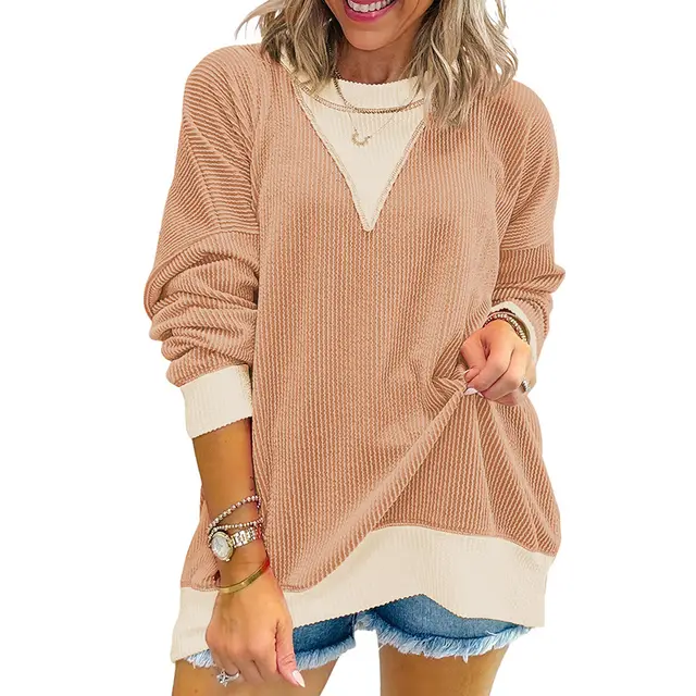 Round Neck Long Sleeve Pullover Women's Sweater Lc25129519 P18 - Shop at LoveMi
