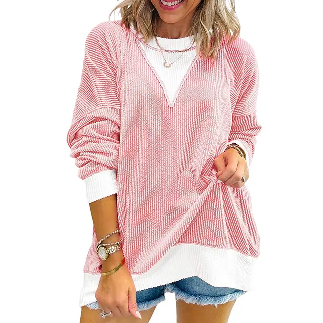 Round Neck Long Sleeve Pullover Women's Sweater Lc25129519 P4010 - Shop at LoveMi