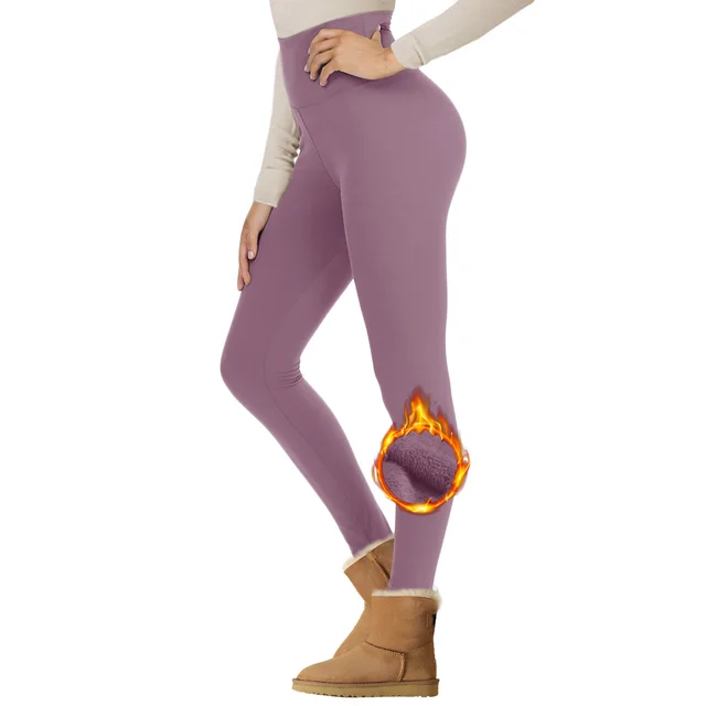 Velvet Padded Leggings High Waist Warm Hiking Workout Lady Medium Bean Paste - Shop at LoveMi