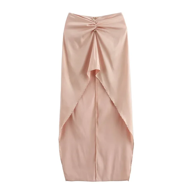 New Navel Cut Short Long Sleeve Top With Waist Pleated Irregular Hem Suit Lower Skirt - Shop at LoveMi