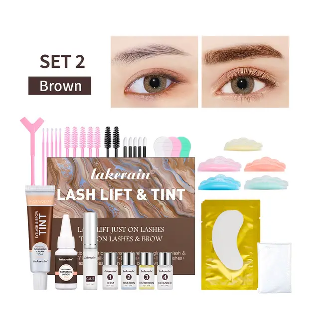 Hot Dyeing Two in one Eyelash Eyebrow Cream Suit 2 Brown Foreign Version - Shop at LoveMi