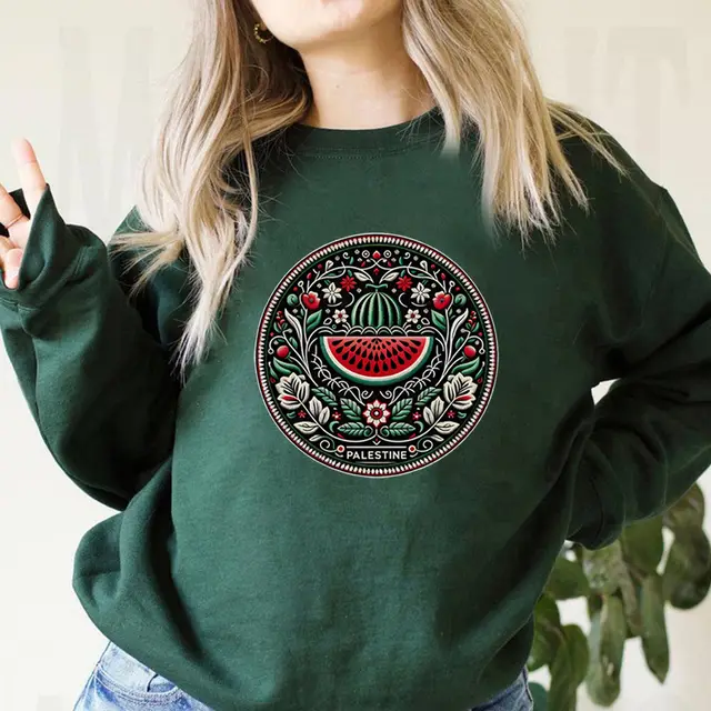 Cartoon Casual Watermelon Pattern Sports Sweater Darkgreen - Shop at LoveMi