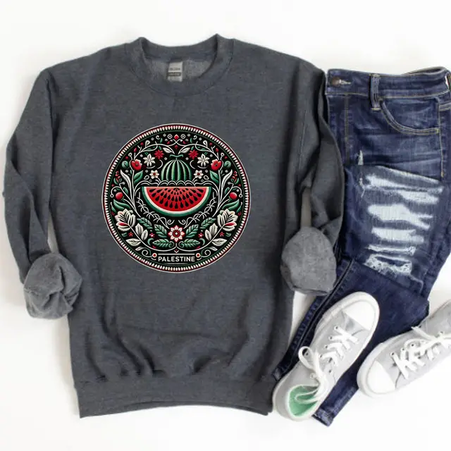 Cartoon Casual Watermelon Pattern Sports Sweater Darkgrey - Shop at LoveMi