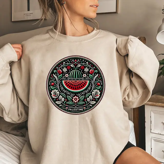 Cartoon Casual Watermelon Pattern Sports Sweater Khaki - Shop at LoveMi