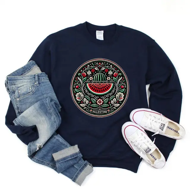 Cartoon Casual Watermelon Pattern Sports Sweater Navyblue - Shop at LoveMi