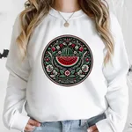 Cartoon Casual Watermelon Pattern Sports Sweater - White