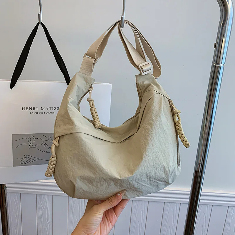 Fashion Simple Korean Style Large Capacity Tote Crossbody Women's Bag Beige - Shop at LoveMi